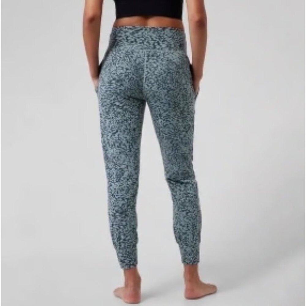 Athleta Speckled Salutation Jogger Pants Leggings Size XS Blue Teal
